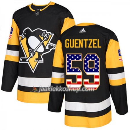 Miehille NHL Pittsburgh Penguins Pelipaita Jake Guentzel 59 Adidas 2017-2018 Musta USA Flag Fashion Authentic